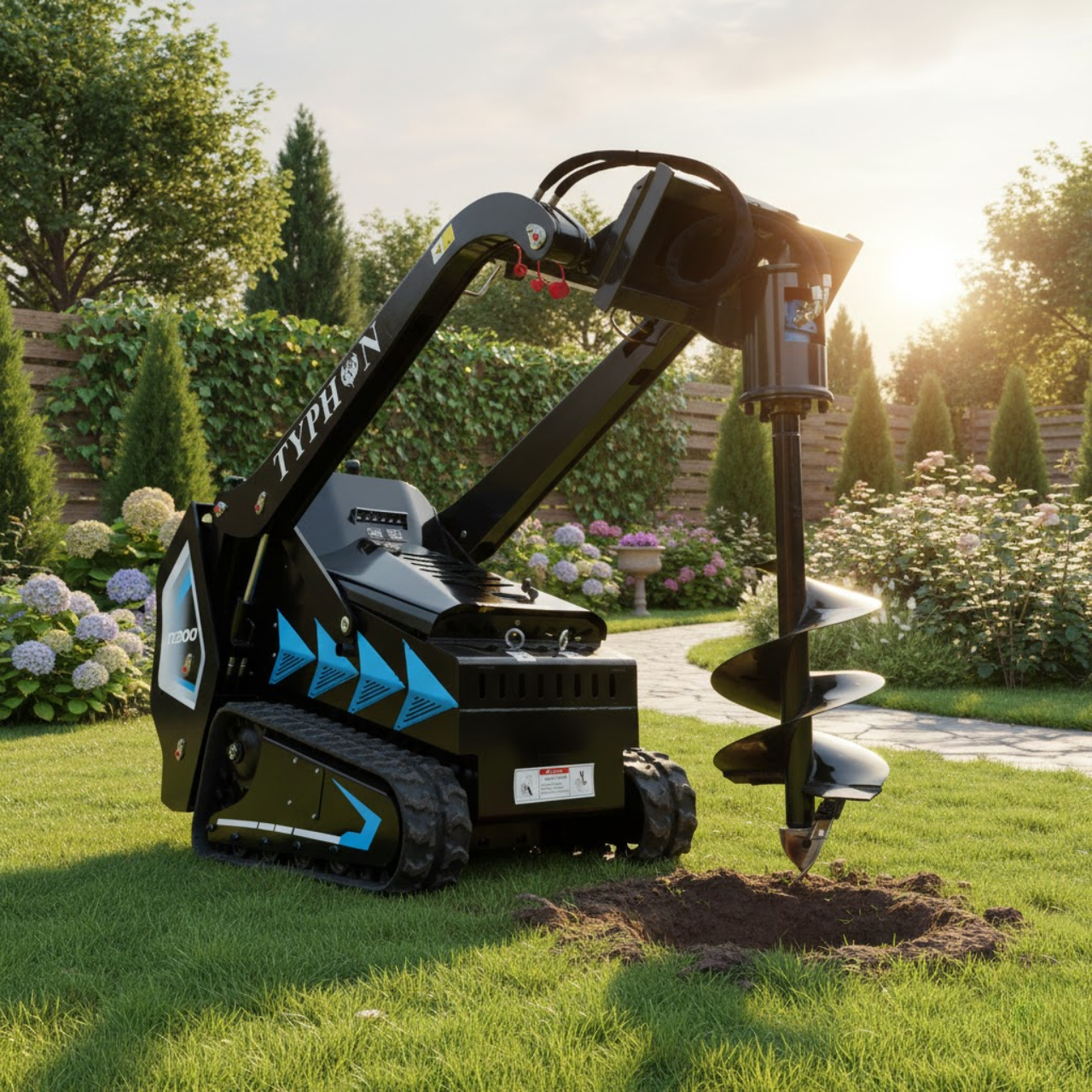 Hydraulic Earth Auger Attachment 200mm for Mini Skid Steer – TYPHON STOMP X1300 & STOMP 509 - New Excavator For Sale