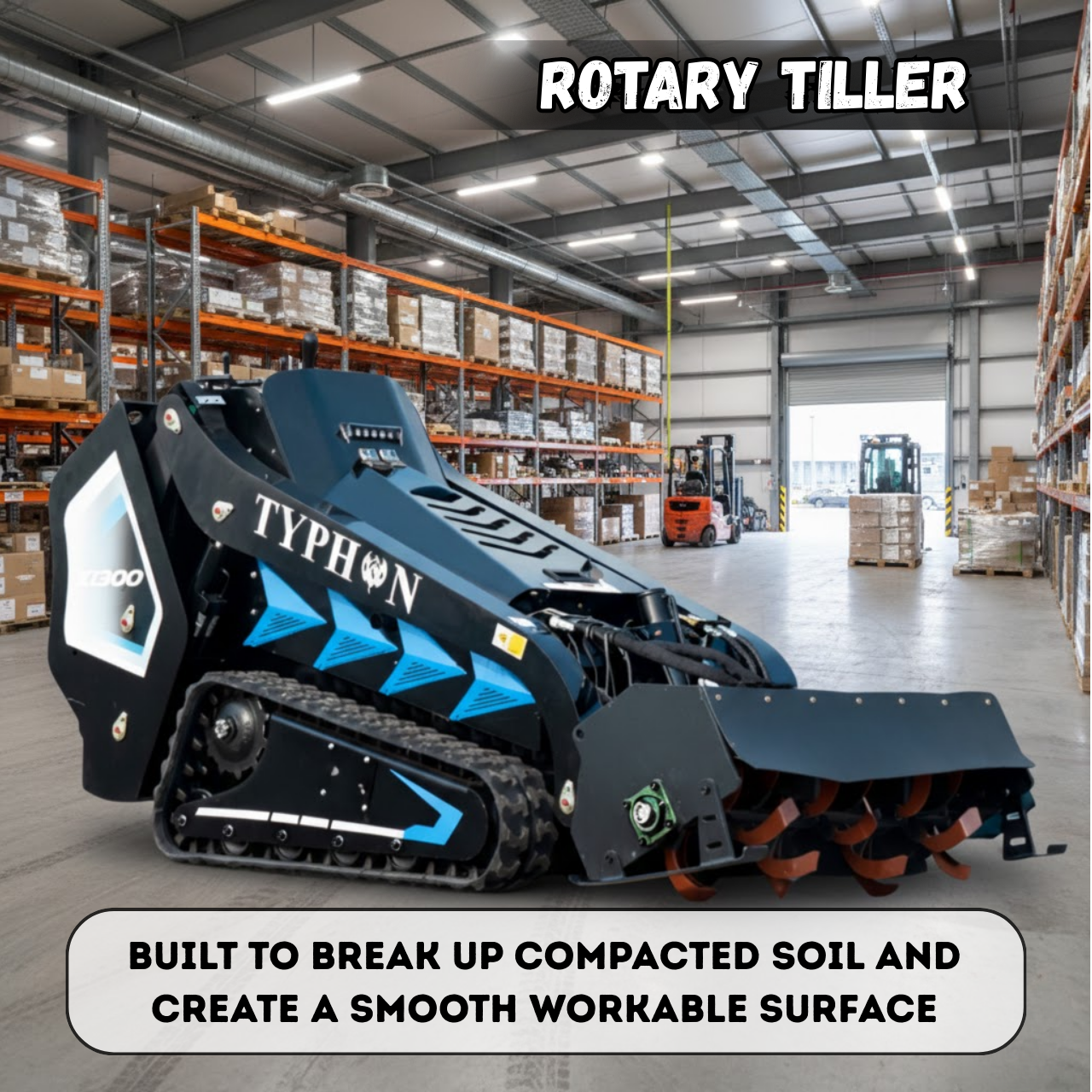 Hydraulic Rotary Tiller Attachment for Mini Skid Steer  Fits TYPHON STOMP X1300 & 509 - New Excavator For Sale