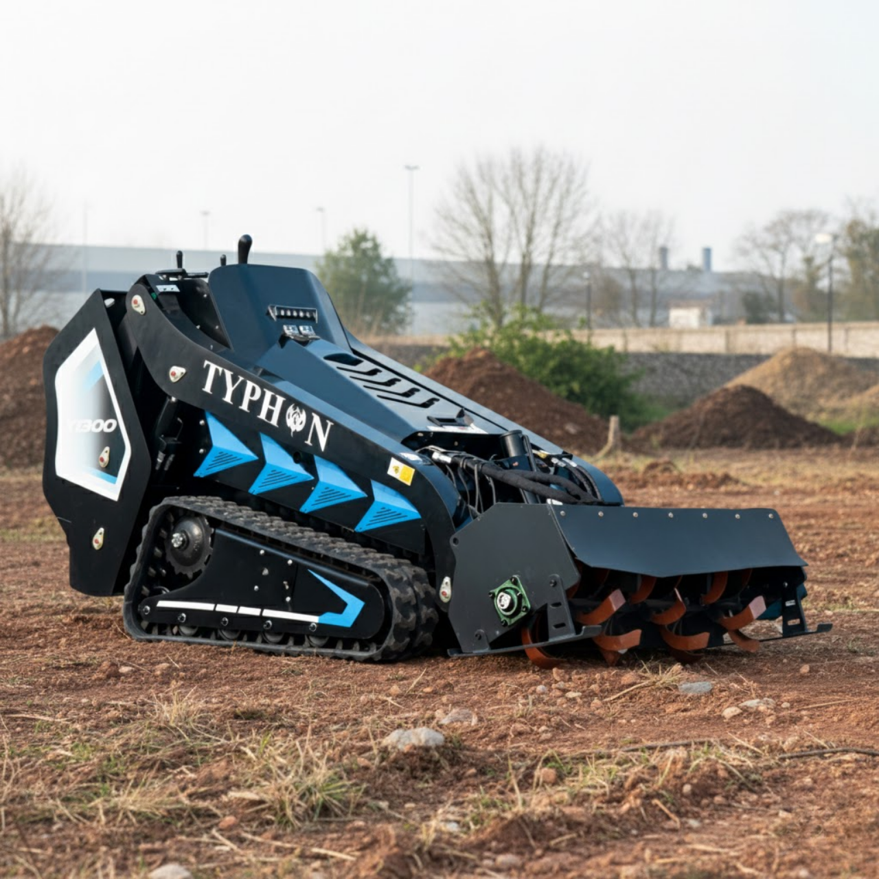 Hydraulic Rotary Tiller Attachment for Mini Skid Steer  Fits TYPHON STOMP X1300 & 509 - New Excavator For Sale