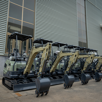 TYPHON TERROR XVII PRO 3,800 lb mini excavator with a Kubota D902 diesel engine, 360° swing, hydraulic thumb, and dozer blade.