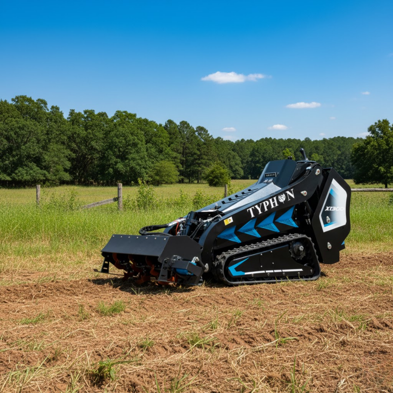 Hydraulic Rotary Tiller Attachment for Mini Skid Steer  Fits TYPHON STOMP X1300 & 509 - New Excavator For Sale