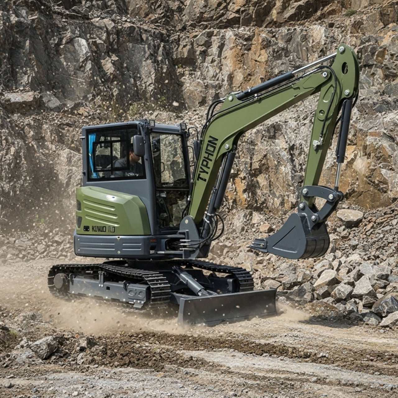 TYPHON KUVOU 4.0 mini excavator Kubota D1703 Diesel engine with 4Ton Operating Weight AC/ Heater