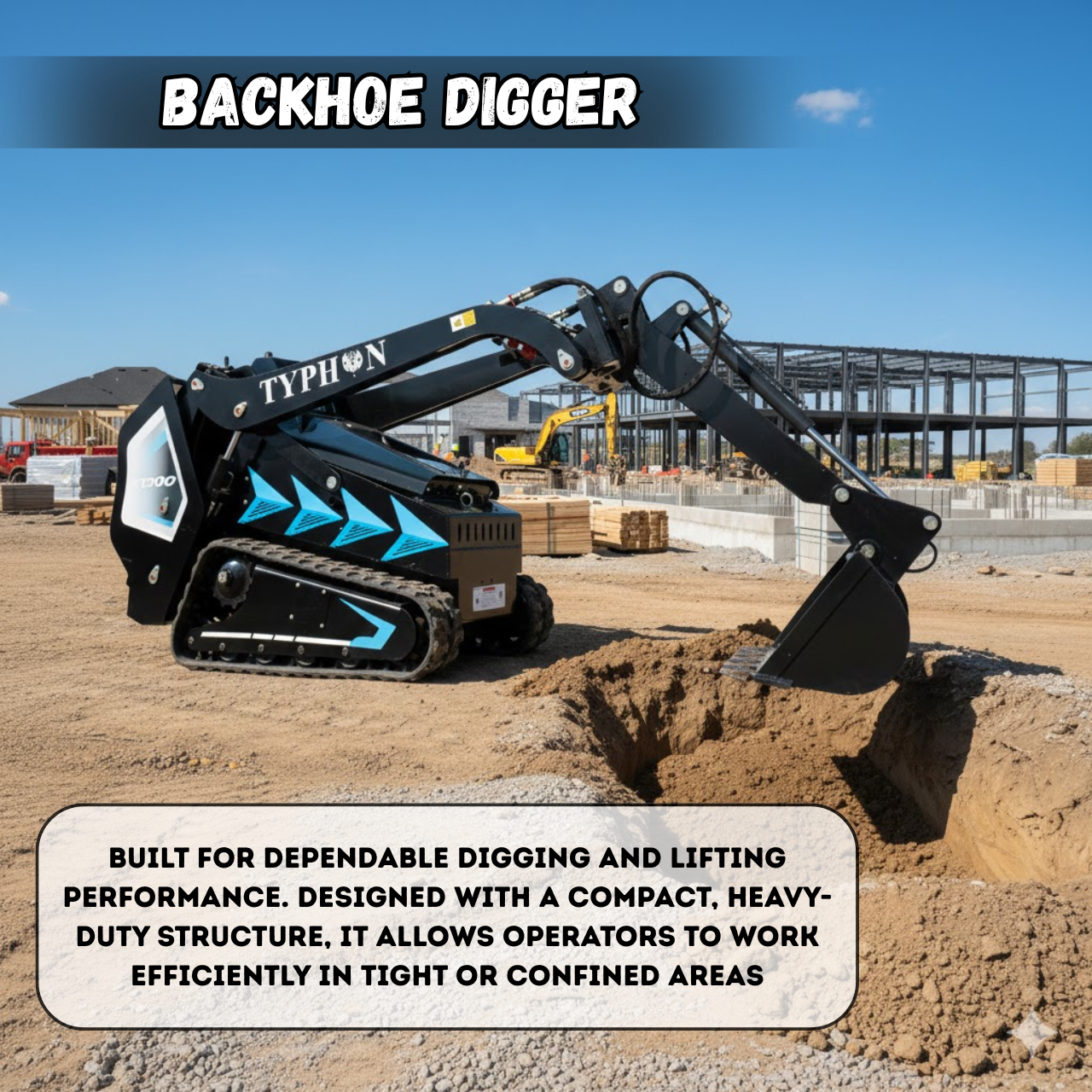 Hydraulic Backhoe Digger Attachment for Mini Skid Steer   TYPHON STOMP X1300 & 509 - New Excavator For Sale