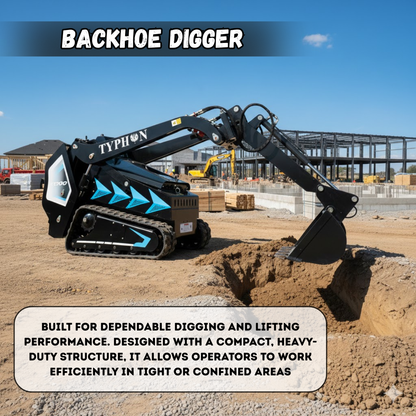 Hydraulic Backhoe Digger Attachment for Mini Skid Steer   TYPHON STOMP X1300 & 509 - New Excavator For Sale