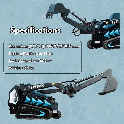 Hydraulic Backhoe Digger Attachment for Mini Skid Steer   TYPHON STOMP X1300 & 509 - New Excavator For Sale