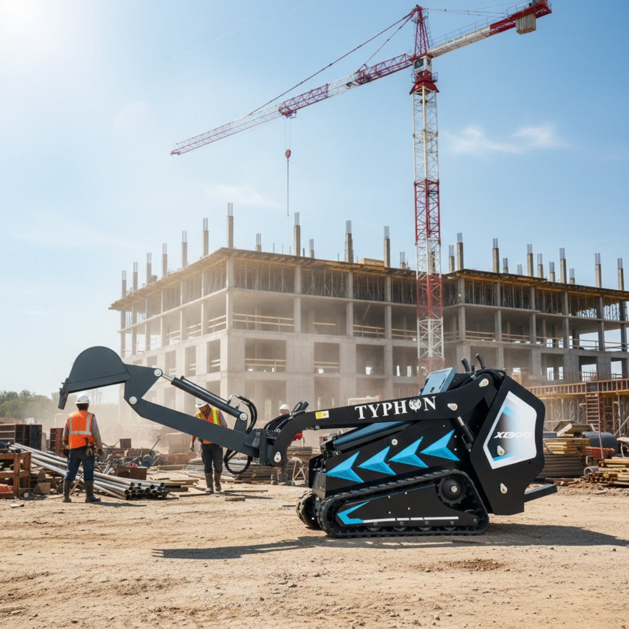 Hydraulic Backhoe Digger Attachment for Mini Skid Steer   TYPHON STOMP X1300 & 509 - New Excavator For Sale