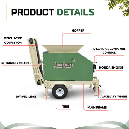 TYPHON STONEKRUSHER K1 Compact Rock Crusher 11.7 HP Honda GX390  KONSTRUCTZ SERIES