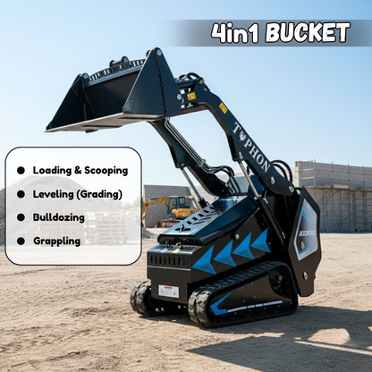 4-in-1 Combo Bucket Attachment for Mini Skid Steer Fits TYPHON STOMP X1300 & STOMP 509 - New Excavator For Sale