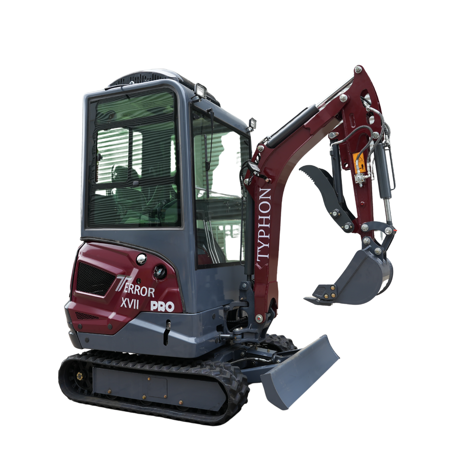 TYPHON TERROR XVII PRO Prestige Mini Excavator  Kubota D902 Diesel Engine  Retractable Rubber Tracks  Swing Boom  Hydraulic Thumb  AC & Heater