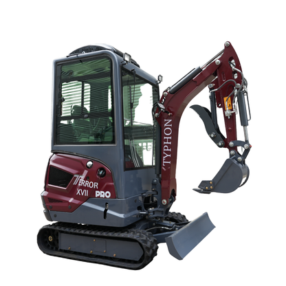 TYPHON TERROR XVII PRO Prestige Mini Excavator  Kubota D902 Diesel Engine  Retractable Rubber Tracks  Swing Boom  Hydraulic Thumb  AC & Heater