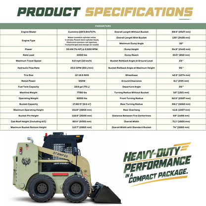 TYPHON STOMP 65 PROPACT Series Wheel Skid Steer Loader - 74 HP Cummins Diesel, Dual Hydraulics, Enclosed A/C Cab