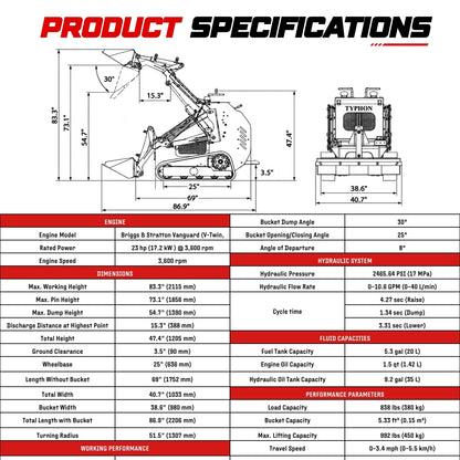 TYPHON STOMP 501 PRO Mini Track Loader  23 HP V-Twin, Hydraulics, EPA Certified