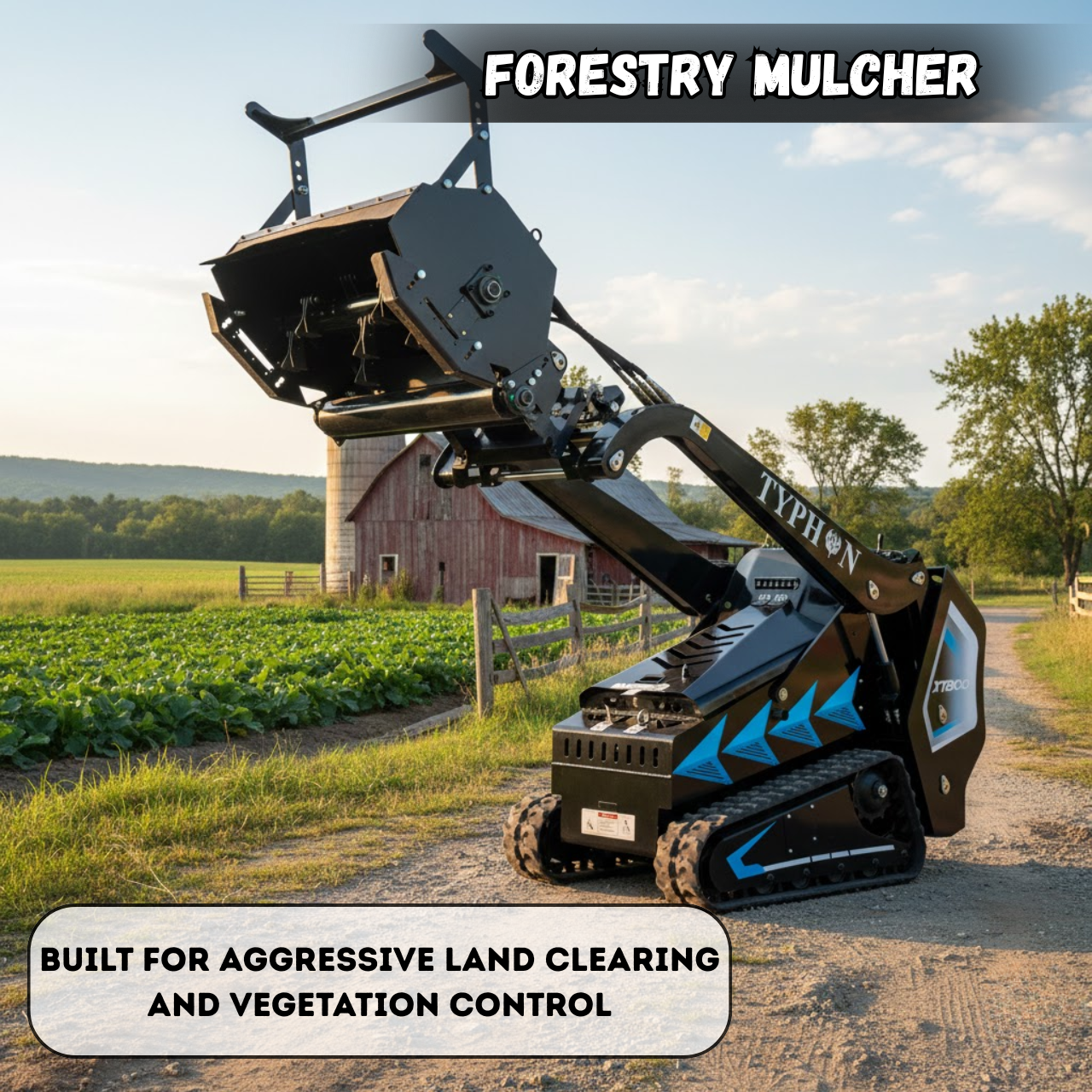 Heavy-Duty Forestry Mulcher Attachment for Mini Skid Steer TYPHON STOMP X1300 & 509 - New Excavator For Sale