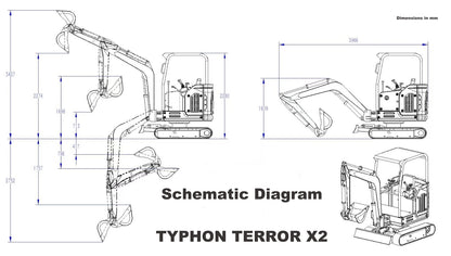 TYPHON TERROR X2 STORM Mini Excavator 2.5 Ton Diesel Perkins Engine