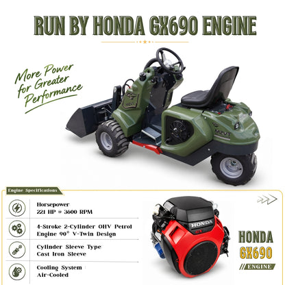 TYPHON MZVT Mini Wheel Loader 22 HP Honda GX690 772 LB Lift Hydraulic Bucket