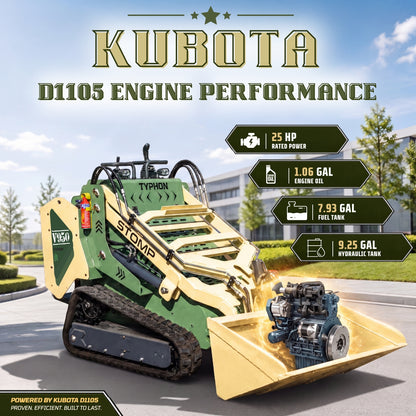 TYPHON STOMP V950 25HP Kubota Diesel Mini Skid Steer Track Loader – Konstructz Series