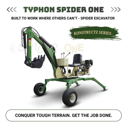 TYPHON Spider One Mini Excavator - EPA Certified Honda GX390, 360° Rotation, Towable