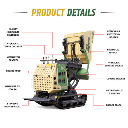 TYPHON ThunderDump Lift KONSTRUCTZ Series Compact Tracked Dumper Honda GX390, 2,205 lb Capacity