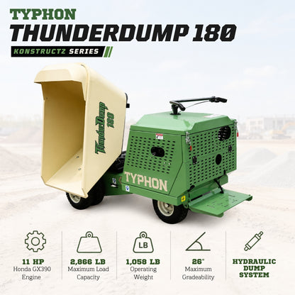 TYPHON THUNDERDUMP 180 Hydraulic Wheeled Dumper – Honda GX390, 2,866 lb Max Load