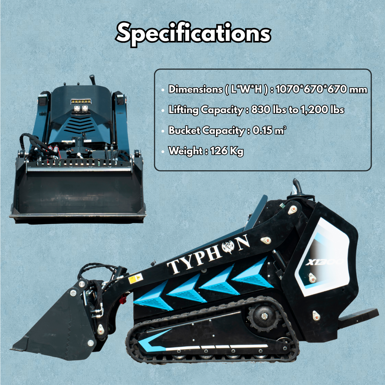 4-in-1 Combo Bucket Attachment for Mini Skid Steer Fits TYPHON STOMP X1300 & STOMP 509 - New Excavator For Sale