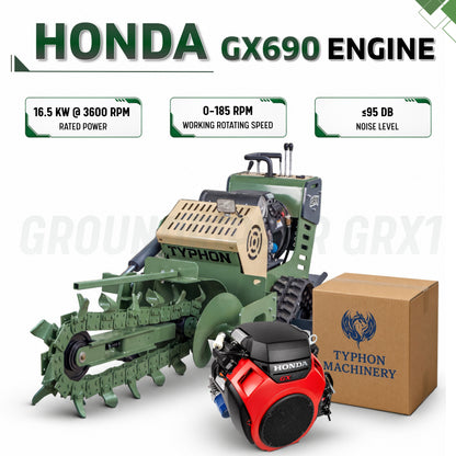 TYPHON GroundRipper GRX1 Compact Track Trencher 29.5" Trenching Depth, Honda GX690  Konstructz Series