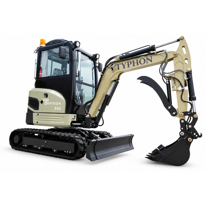 TYPHON TERROR III PROPACT Series Mini Excavator 6,000 lb Kubota D1105, Zero Tail Swing, AC/Heater