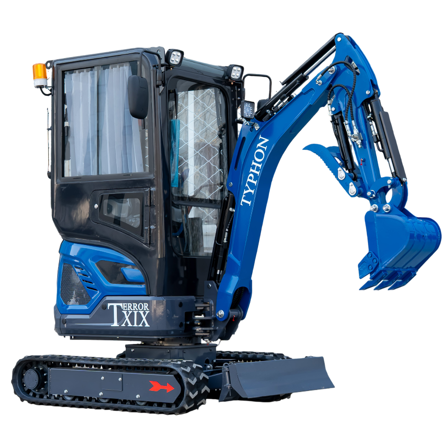 TYPHON TERROR XIX Prestige, 20.4 HP Kubota D902 4200lbs Mini Excavator with Boom Swing, Retractable Tracks, and Heater Cabin