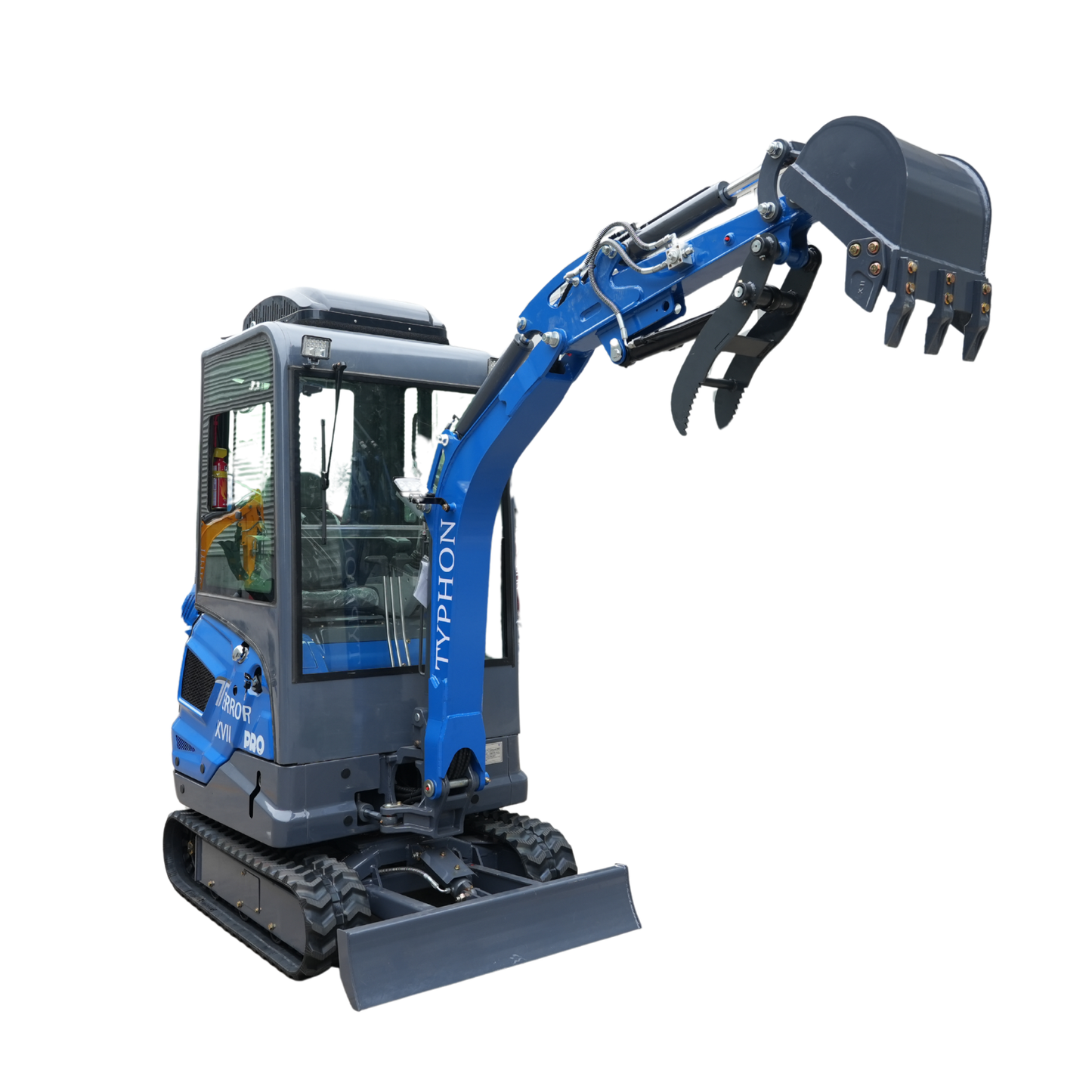 TYPHON TERROR XVII PRO Cabin Mini Excavator  Kubota D902 Diesel Retractable Tracks  Boom Swing AC & Heater