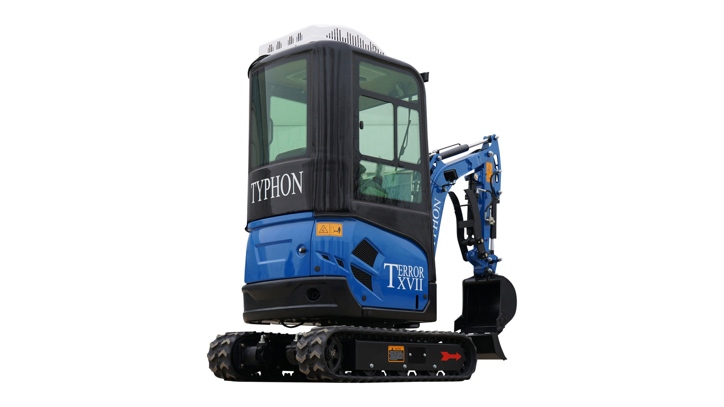 2025 4000 lb TYPHON TERROR XVII Cabin Mini Excavator Rubber Track with Kubota D902 Diesel Engine