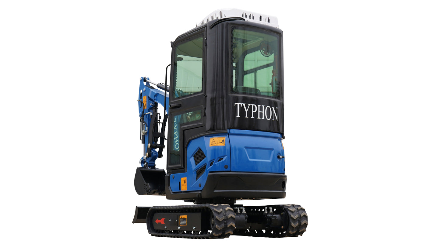 2025 4000 lb TYPHON TERROR XVII Cabin Mini Excavator Rubber Track with Kubota D902 Diesel Engine