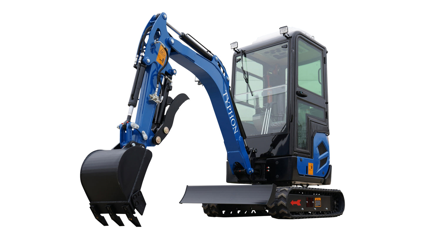 2025 4000 lb TYPHON TERROR XVII Cabin Mini Excavator Rubber Track with Kubota D902 Diesel Engine