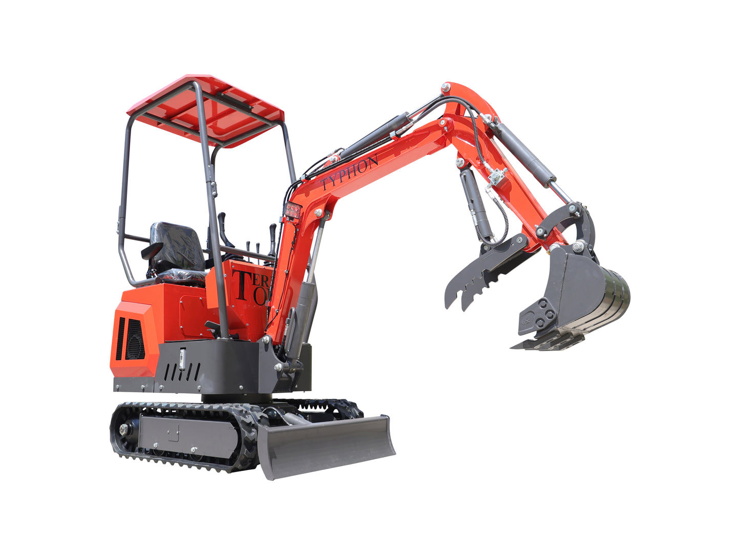 TYPHON TERROR ONE STORM Mini Excavator – 1 Ton Trench Digger with Canopy, Hydraulic Thumb Clip, Hydraulic Oil Cooler, 13.5hp B&S Engine USA