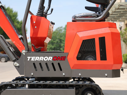 TYPHON TERROR ONE STORM Mini Excavator – 1 Ton Trench Digger with Canopy, Hydraulic Thumb Clip, Hydraulic Oil Cooler, 13.5hp B&S Engine USA