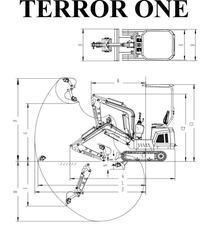 TYPHON TERROR ONE STORM Mini Excavator – 1 Ton Trench Digger with Canopy, Hydraulic Thumb Clip, Hydraulic Oil Cooler, 13.5hp B&S Engine USA