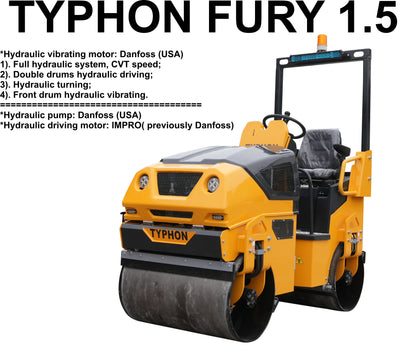 TYPHON FURY 1.5 Ton Vibratory Compactor Asphalt Roller USA - New Excavator For Sale