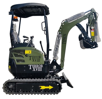 2025 4,000 lb TYPHON TERROR XVIII Mini Excavator Rubber Track with Kubota Diesel Engine USA