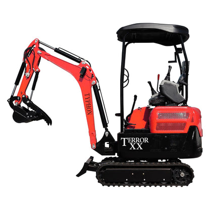 2025 4,000 lb TYPHON TERROR XX Mini Excavator Rubber Track with Kubota D902 Diesel Engine USA