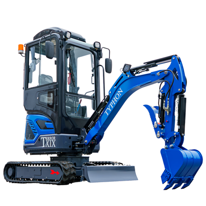 TYPHON TERROR XIX Prestige, 20.4 HP Kubota D902 4200lbs Mini Excavator with Boom Swing, Retractable Tracks, and AC/Heater Cabin - New Excavator For Sale