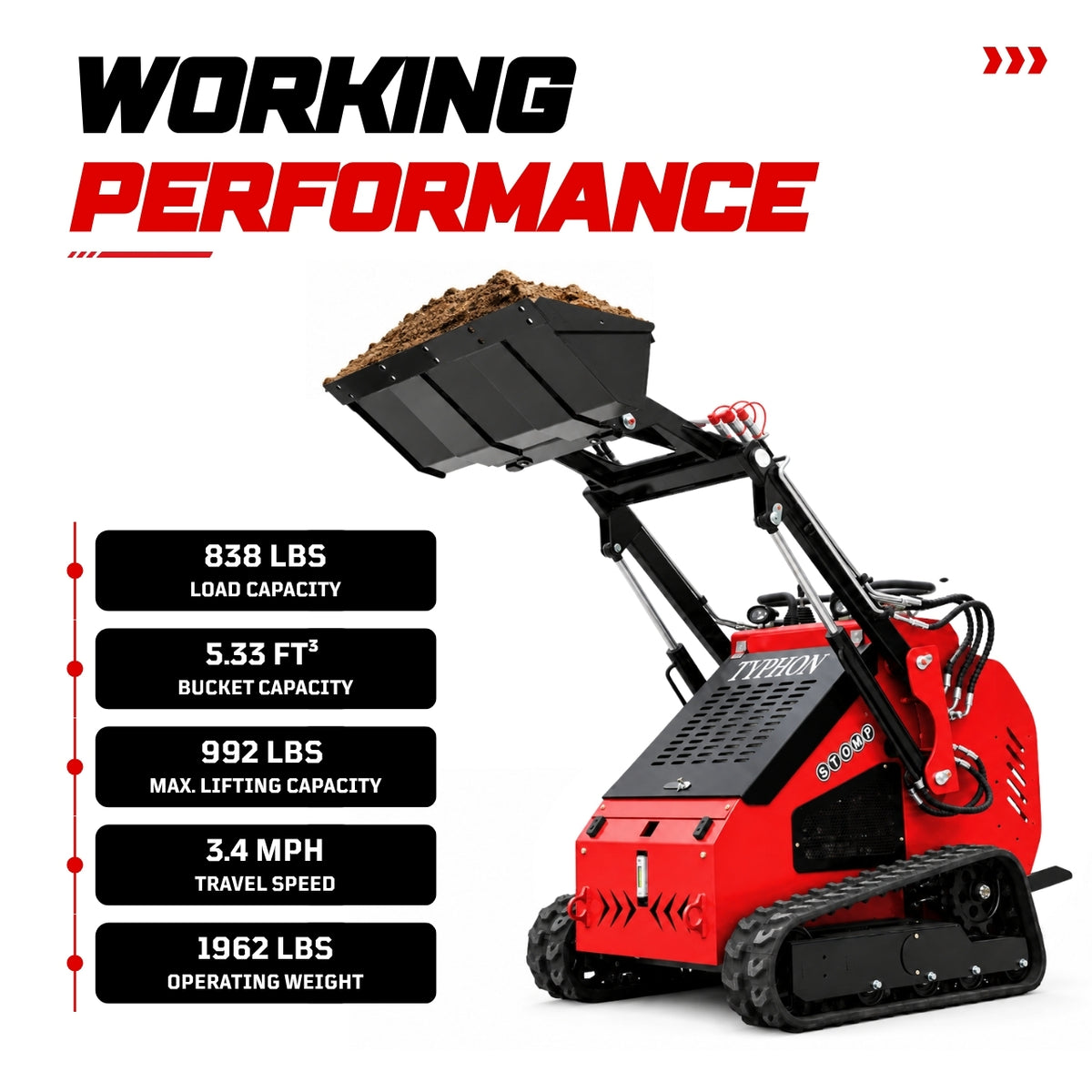 TYPHON STOMP 501 PRO Mini Track Loader  23 HP V-Twin, Hydraulics, EPA Certified