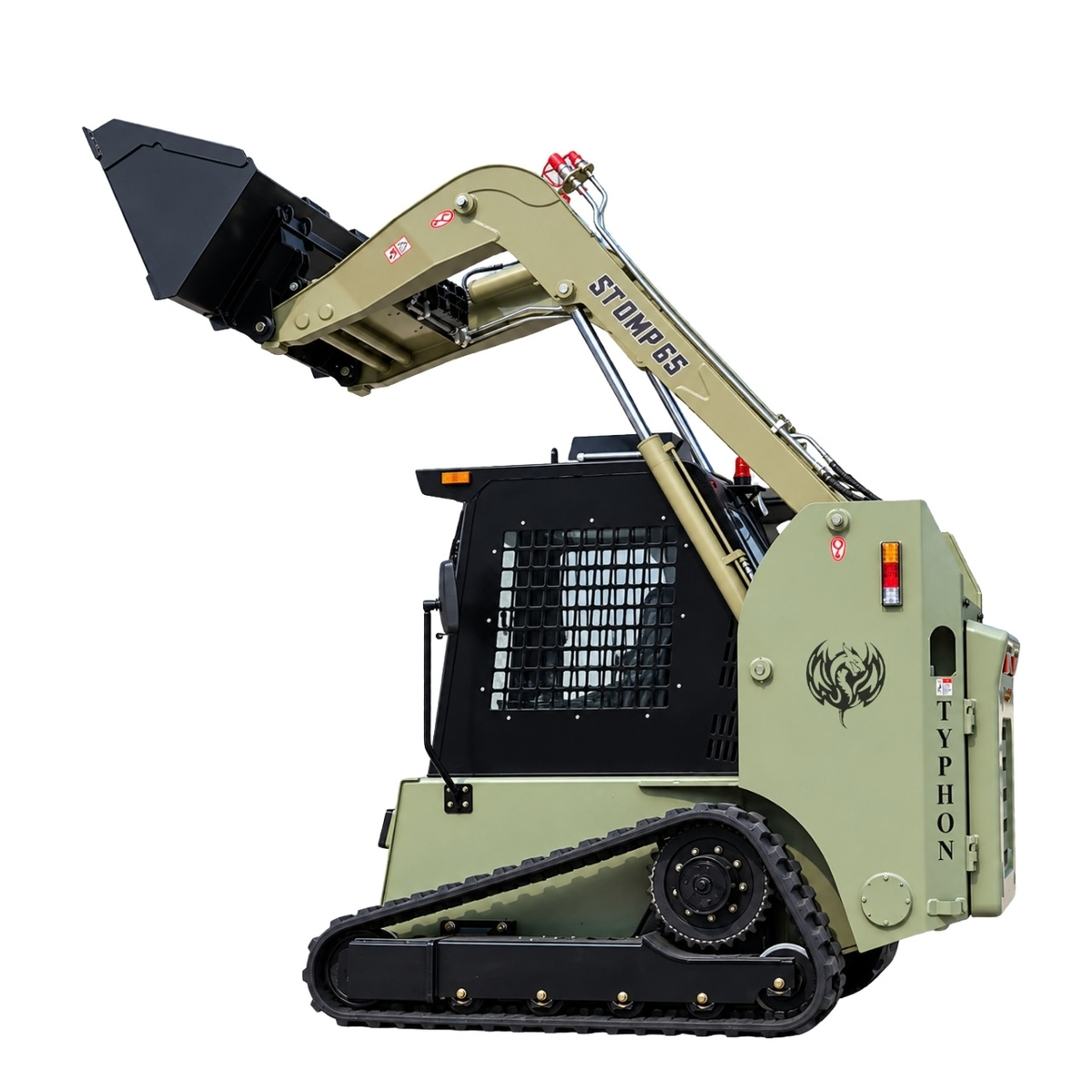 TYPHON STOMP 65 Mini Skid Steer Loader PROPACT Series 74 HP Cummins Diesel, Dual Hydraulics, A/C & Heater Cab