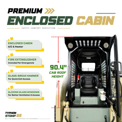 TYPHON STOMP 65 PROPACT Series Wheel Skid Steer Loader - 74 HP Cummins Diesel, Dual Hydraulics, Enclosed A/C Cab