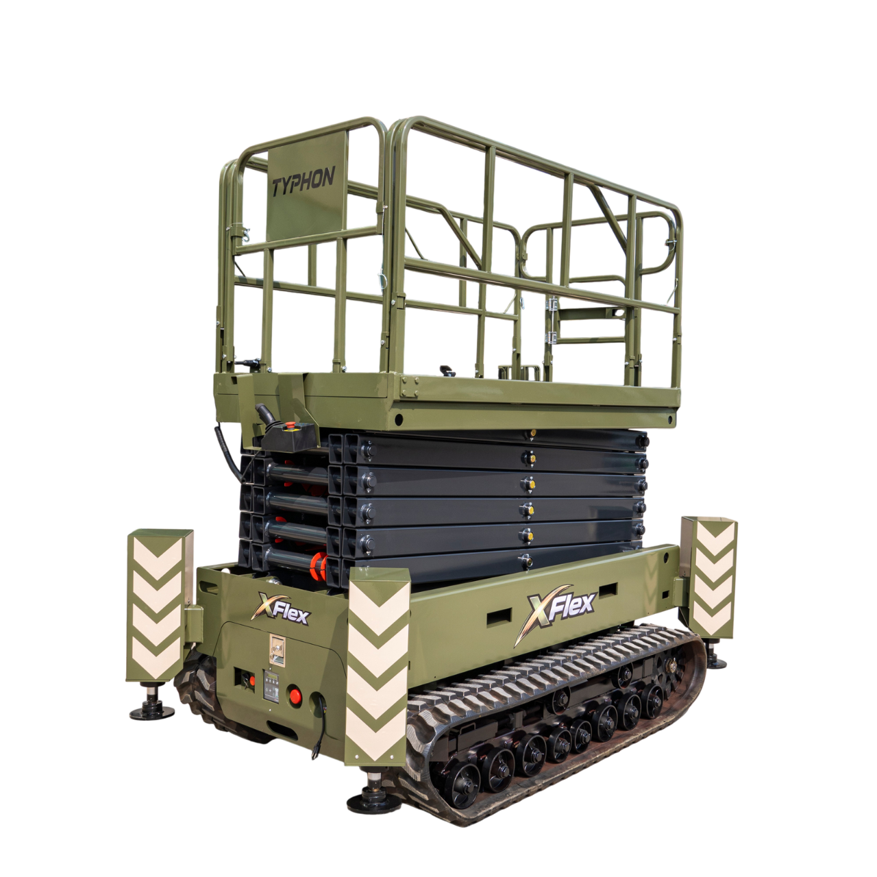 TYPHON xFlex-4068ET 3.2 Ton Electric Rubber Track Scissor Lift&nbsp; 40 ft Max Platform Height&nbsp; 5.4HP Hydraulic Pump Motor 35-Inch Platform Extension