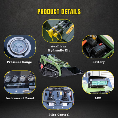 TYPHON Stomp V1000 Skid steer Loader24HP Kubota D1105 water-cooled Diesel Pilot control LED