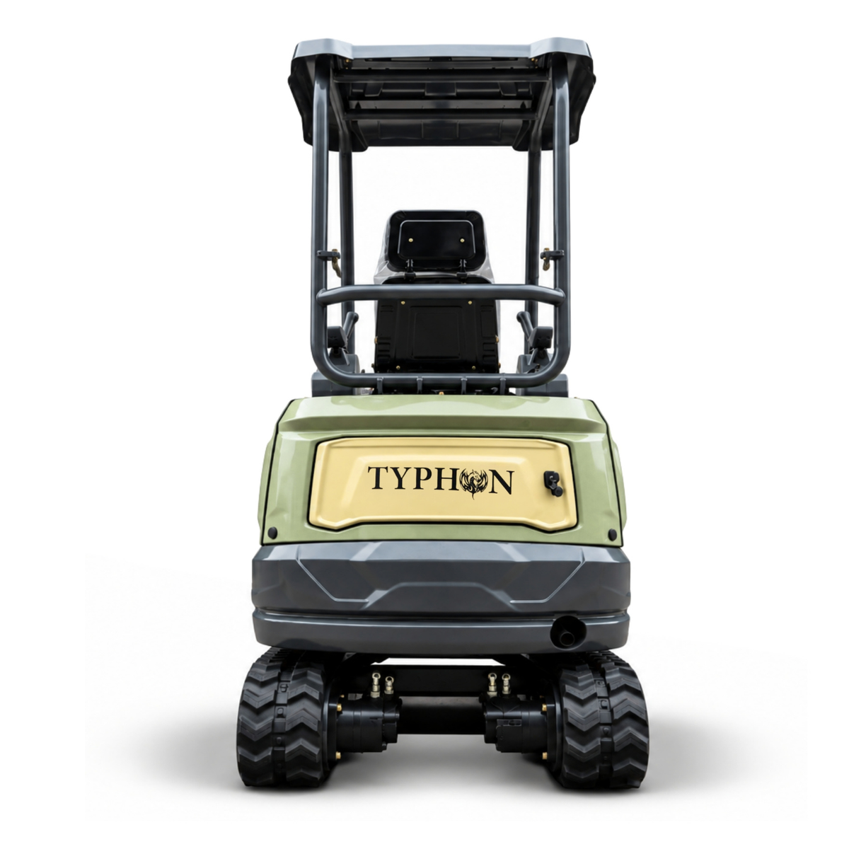 TYPHON TERROR XVII PRO 3,800 lb mini excavator with a Kubota D902 diesel engine, 360° swing, hydraulic thumb, and dozer blade.