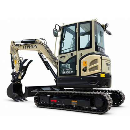 TYPHON Terror IV PROPACT Series 9,000 lb Mini Excavator with Kubota D1703 Diesel, AC/Heater & Zero Tail Swing