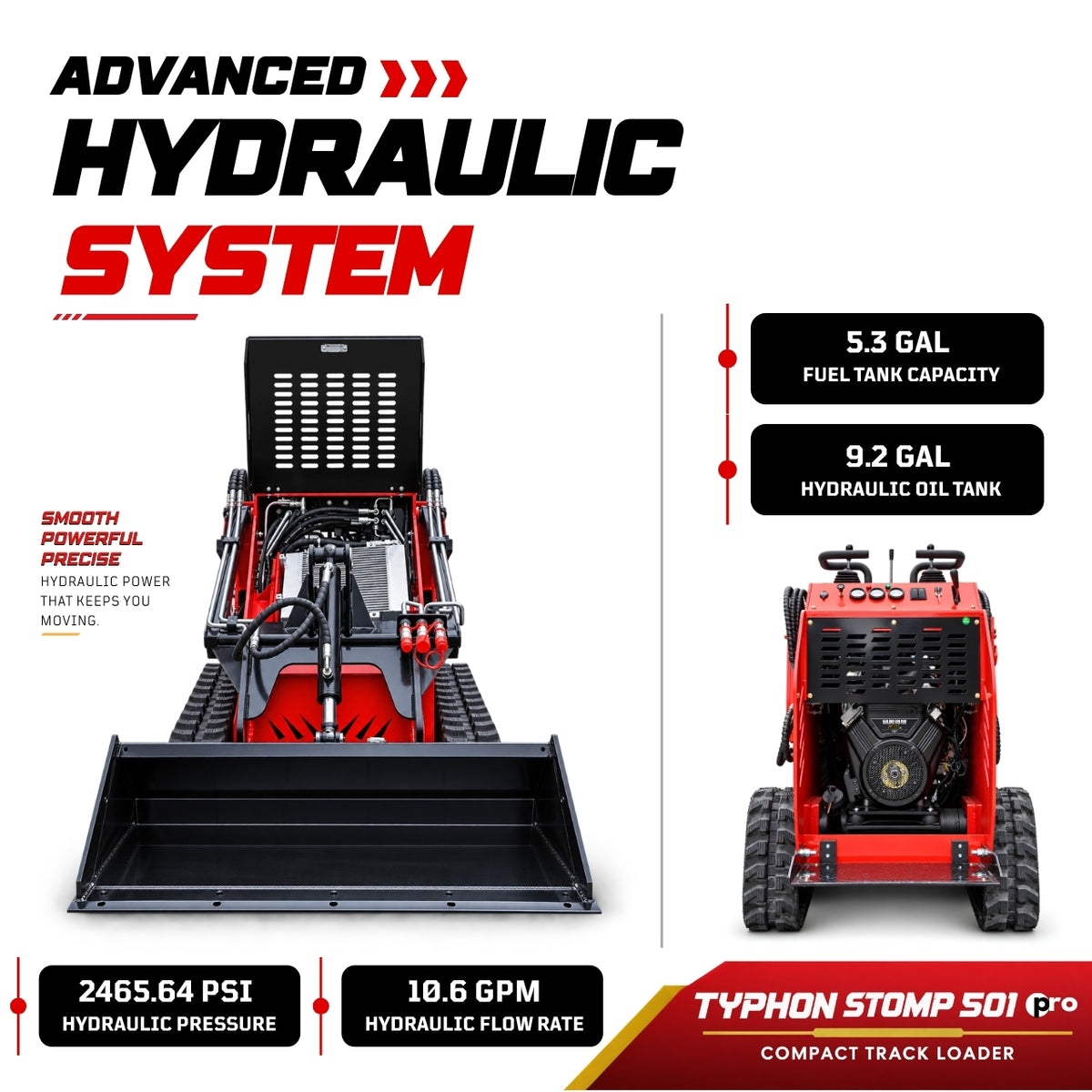 TYPHON STOMP 501 PRO Mini Track Loader  23 HP V-Twin, Hydraulics, EPA Certified