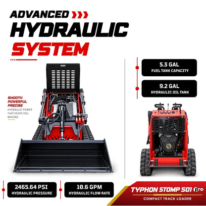 TYPHON STOMP 501 PRO Mini Track Loader  23 HP V-Twin, Hydraulics, EPA Certified