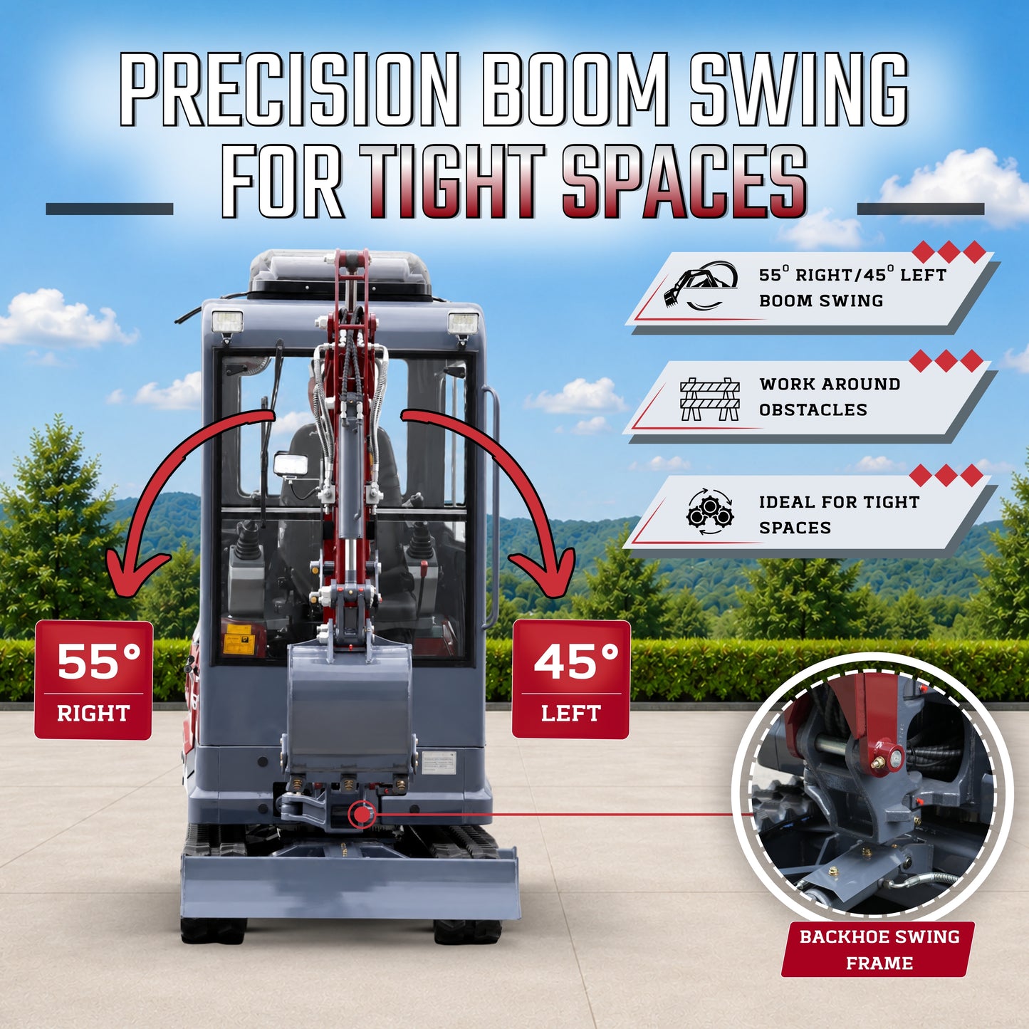 TYPHON TERROR XVII PRO Prestige Mini Excavator  Kubota D902 Diesel Engine  Retractable Rubber Tracks  Swing Boom  Hydraulic Thumb  AC & Heater