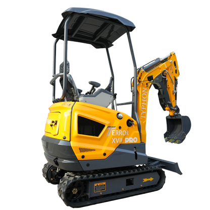 TYPHON TERROR XVII PRO Prestige Edition 4000 lb Mini Excavator Kubota D902 Diesel Engine Boom Swing Retractable Tracks  AC & Heater Hydraulic Thumb