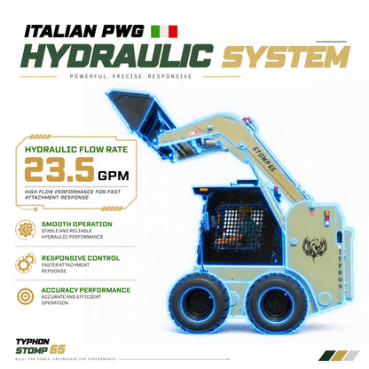 TYPHON STOMP 65 PROPACT Series Wheel Skid Steer Loader - 74 HP Cummins Diesel, Dual Hydraulics, Enclosed A/C Cab